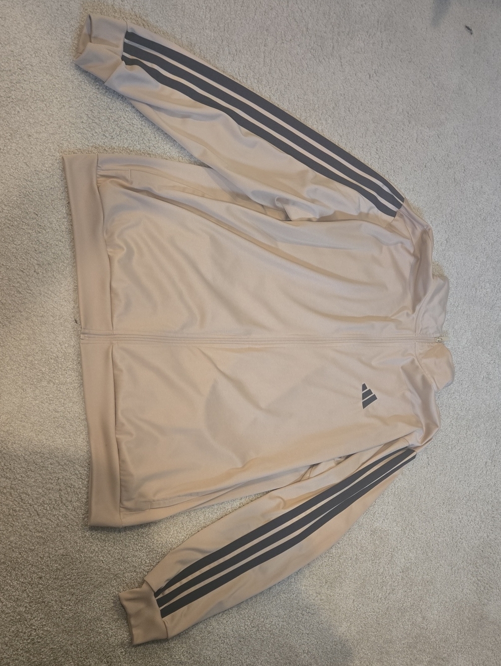 adidas Men’s Light Beige Gold Track Jacket with Black Three Stripes Xxl